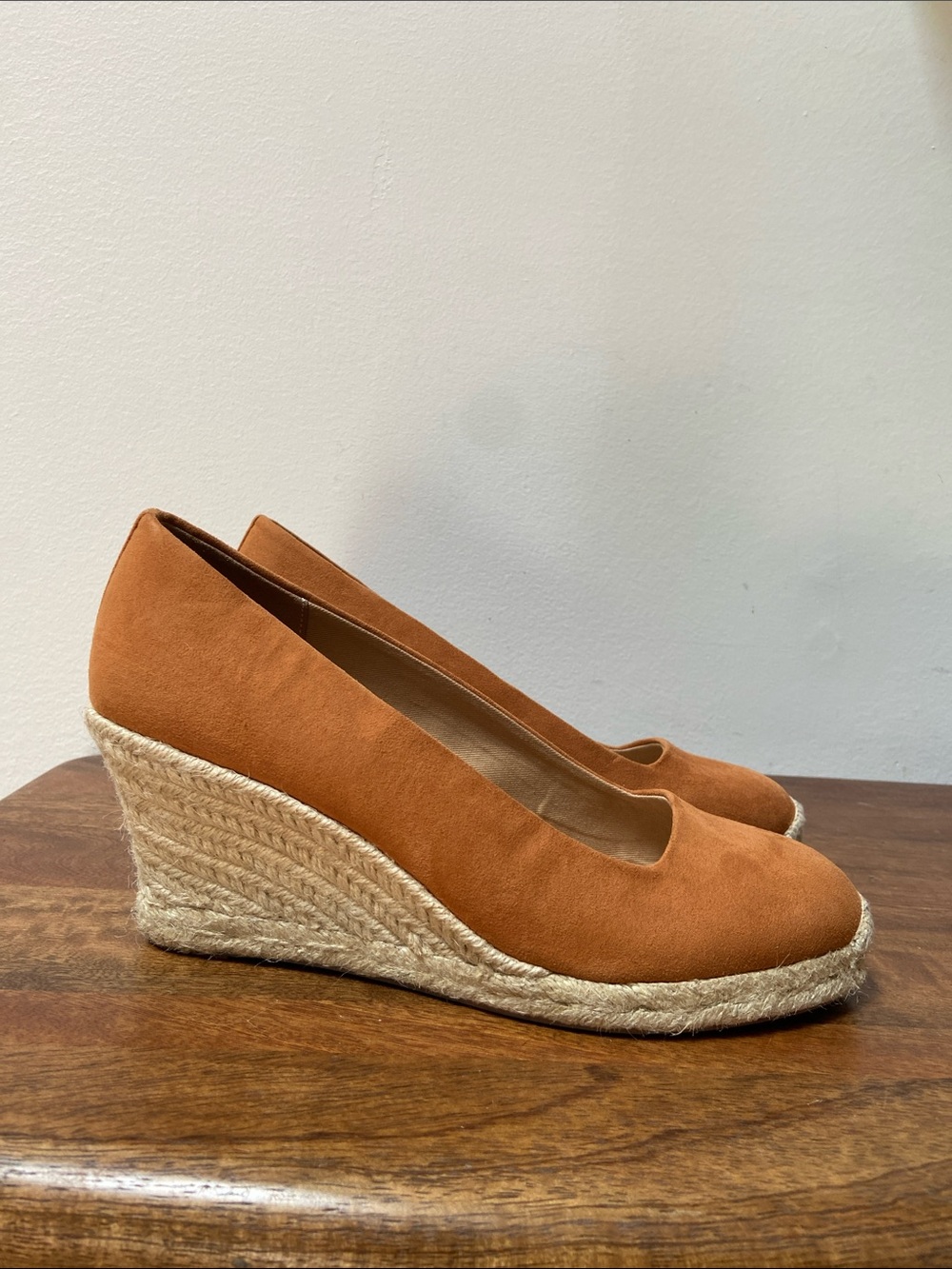 J. Crew Seville Suede Espadrille Wedge Pumps - Cognac Brown - Picture 4 of 9